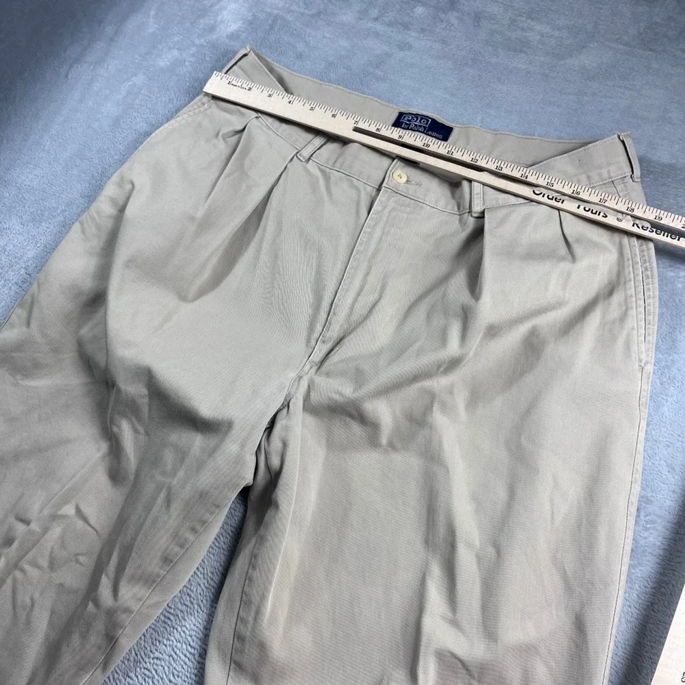 Polo Ralph Lauren Andrew Pant Mens 38x32 Tan Khaki‎ Pleated Chino Twill Trousers